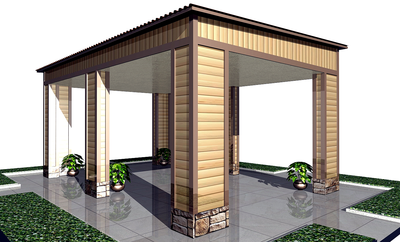 Навес с односкатной крышей Навес с односкатной крышей