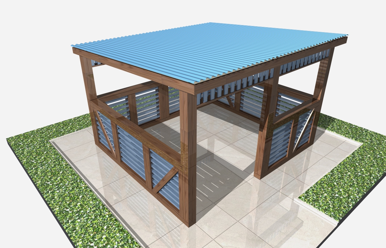 Беседка с односкатной крышей