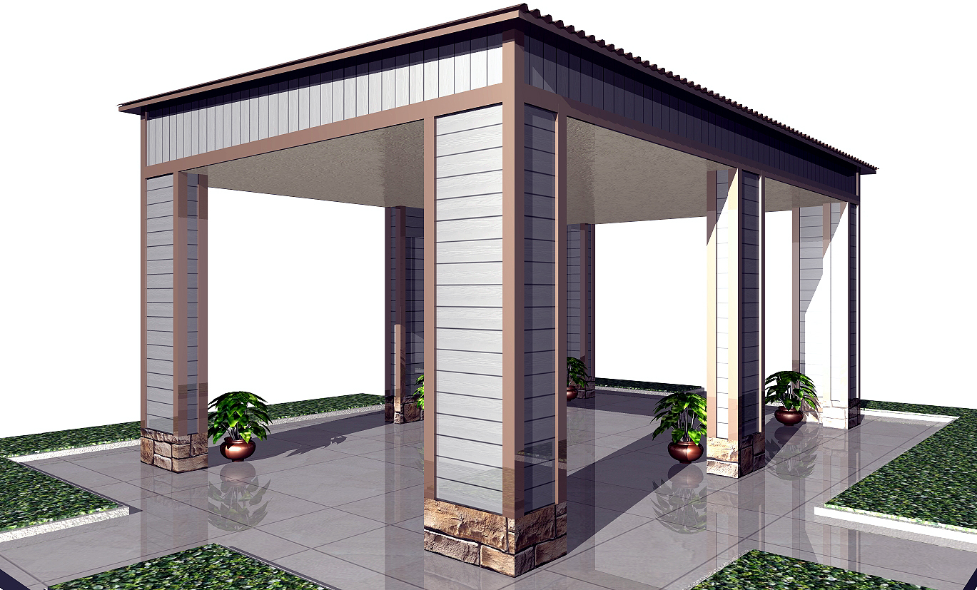 Навес с односкатной крышей Навес с односкатной крышей