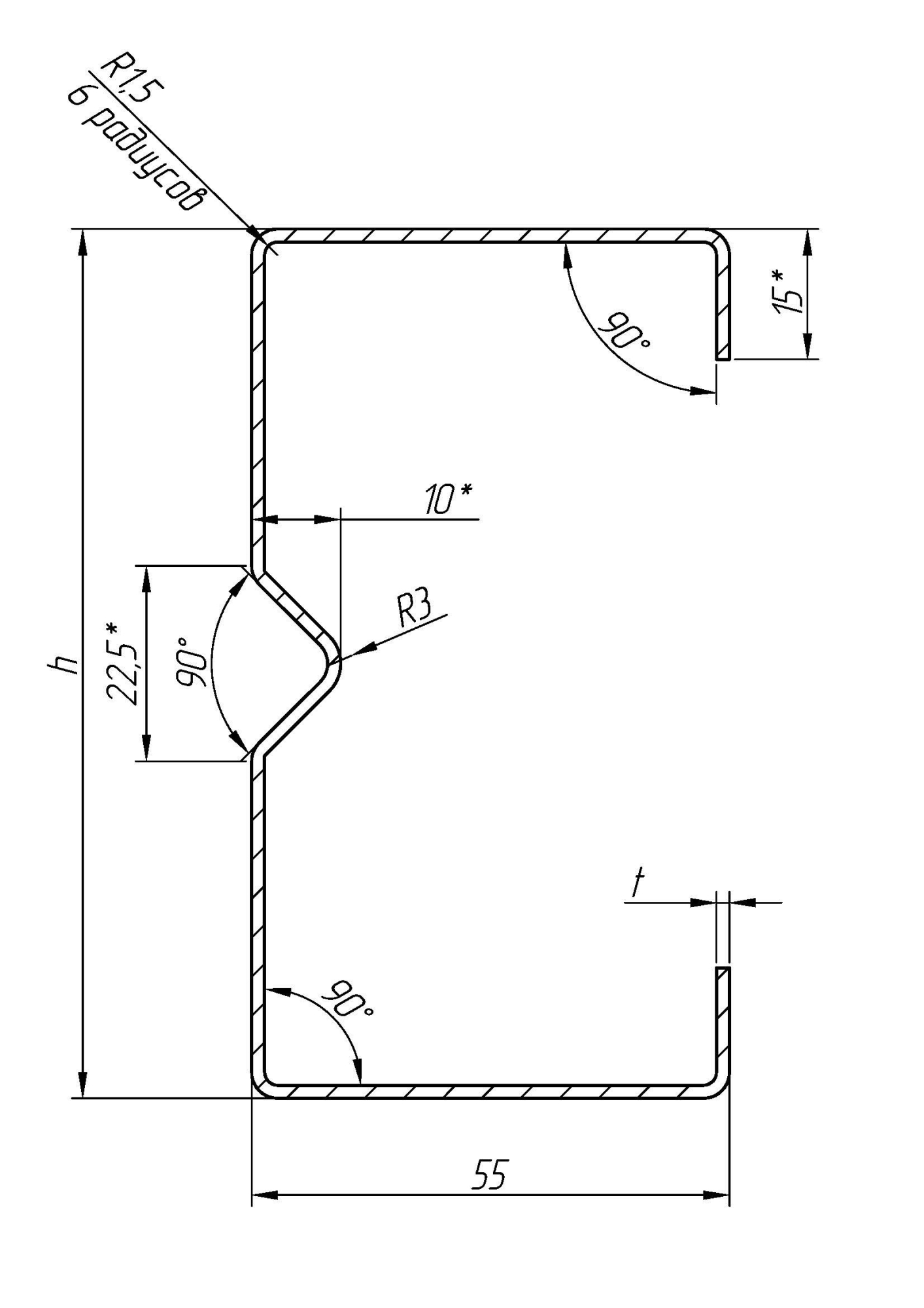 Профили стоечные с ребром равнополочные (полки 55/55)