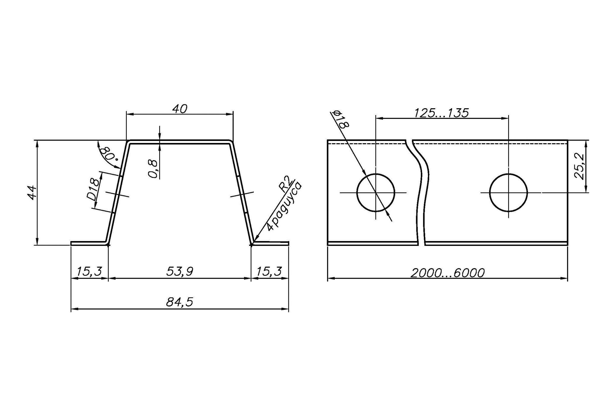 Профили шляпные с перфорацией (ОПП высота 44)