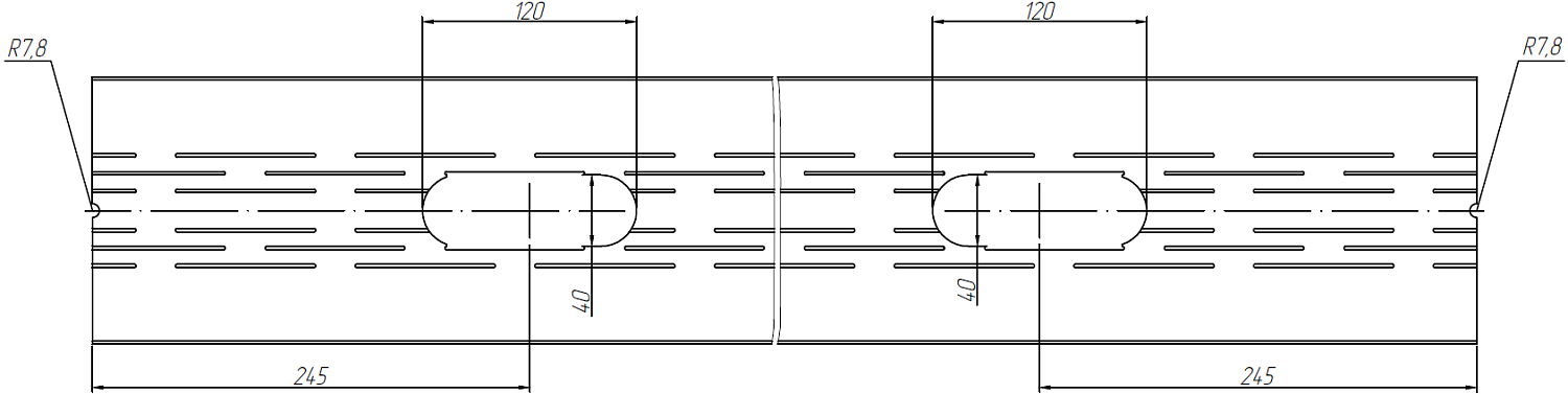 Термопрофили стоечные равнополочные (полки 45/45, 6 и 8 рядов термопросечек) с коммуникационными отверстиями